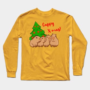 Capybaras with a christmas tree Long Sleeve T-Shirt